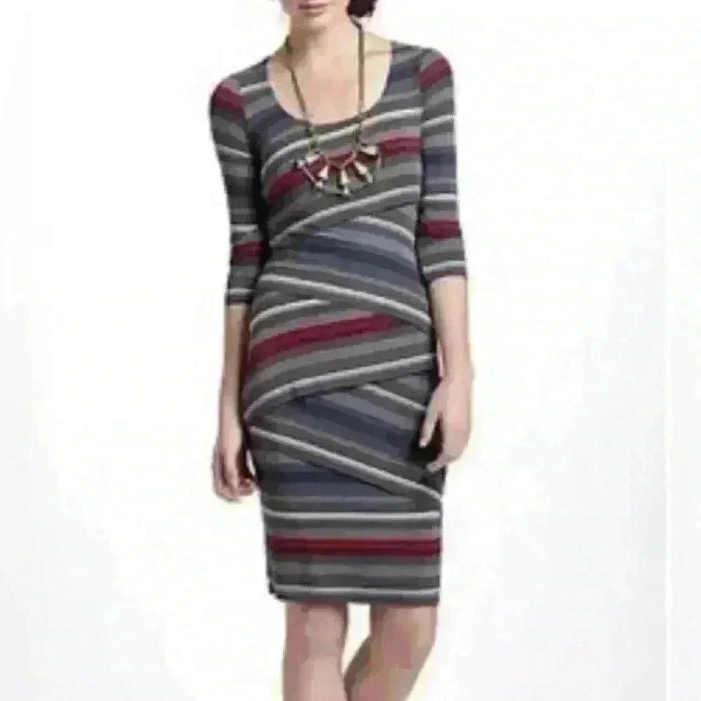 Anthropologie Straitional Bailey‎ 44 Women's Column Dress 3/4 Sleeve Size…